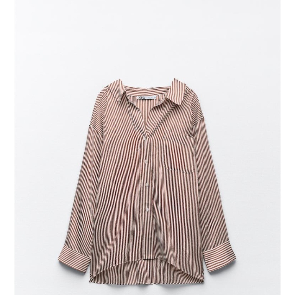 Oversized Striped Button-Up Shirt